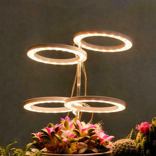 Four Heads Plant Growing Ring Lamp LED Grow Light Warm White