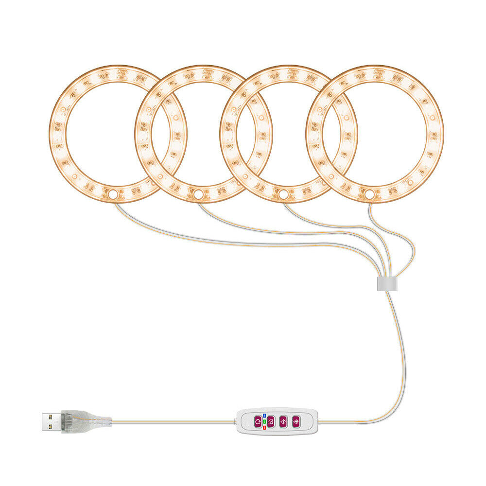Four Heads Plant Growing Ring Lamp LED Grow Light Warm White