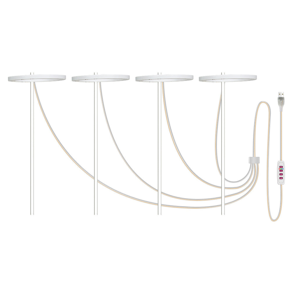 Four Heads Plant Growing Ring Lamp LED Grow Light Warm White