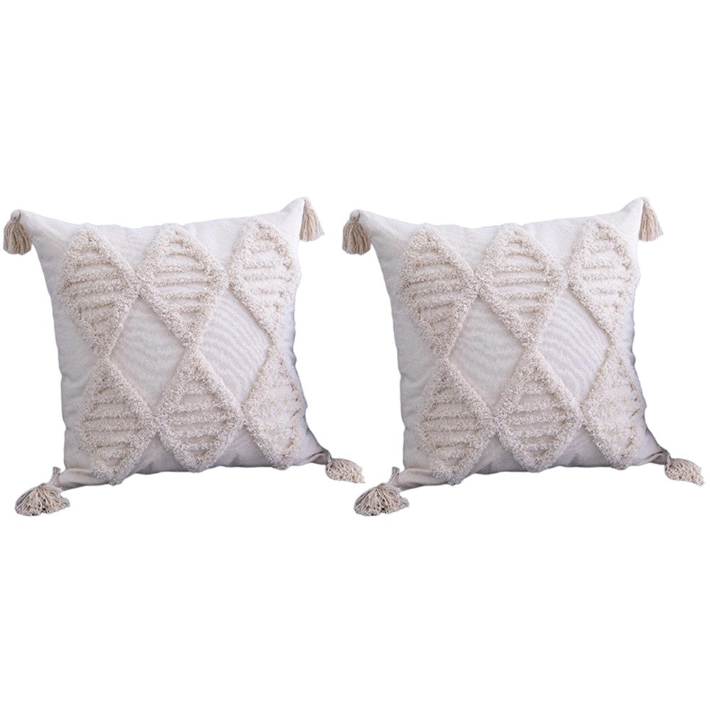 2Pcs 45x45cm Boho Tassels Pillow Cover Throw Cushion Case Sofa Couch Decor