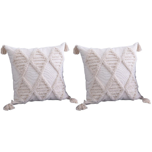 2Pcs 45x45cm Boho Tassels Pillow Cover Throw Cushion Case Sofa Couch Decor