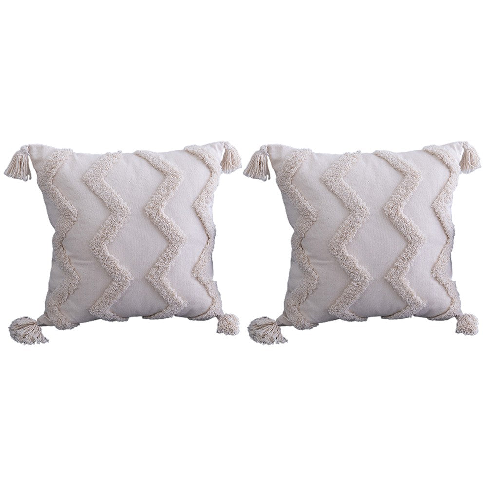 2Pcs 45x45cm Boho Tassels Pillow Cover Throw Cushion Case Sofa Couch Decor