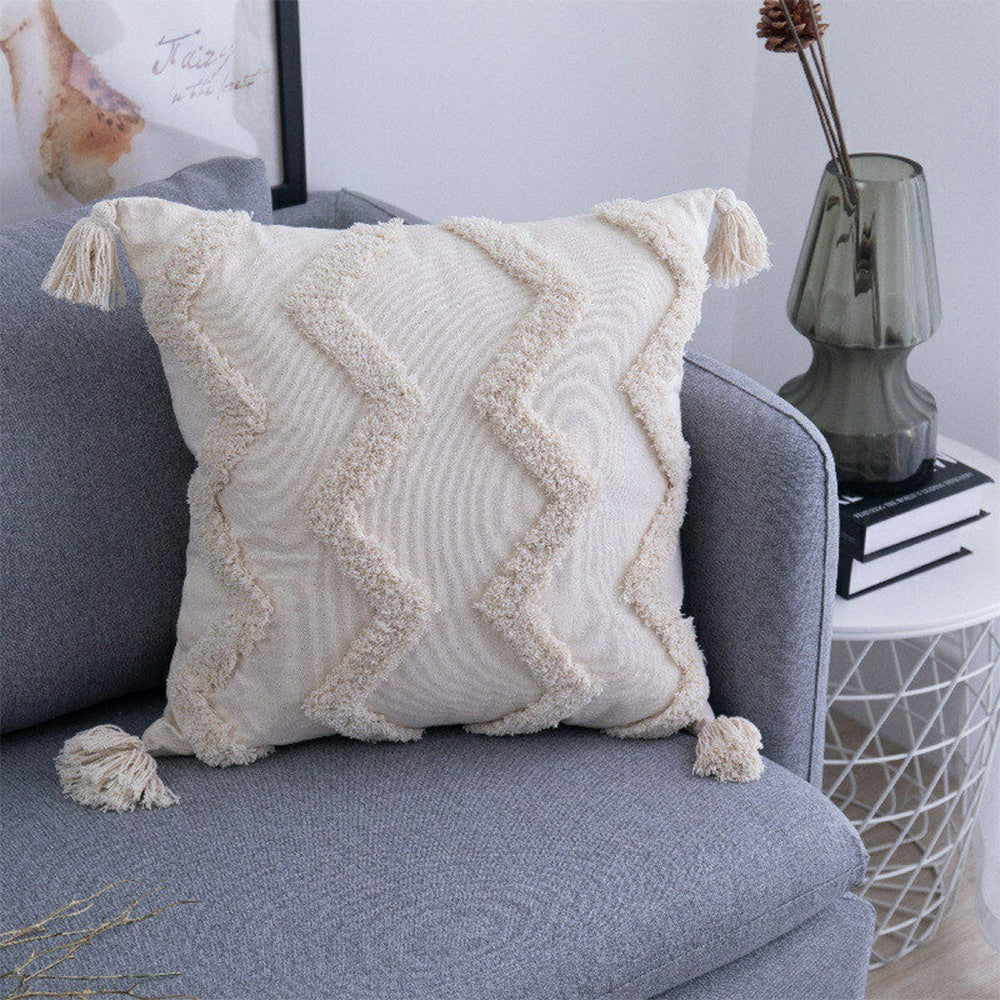2Pcs 45x45cm Boho Tassels Pillow Cover Throw Cushion Case Sofa Couch Decor