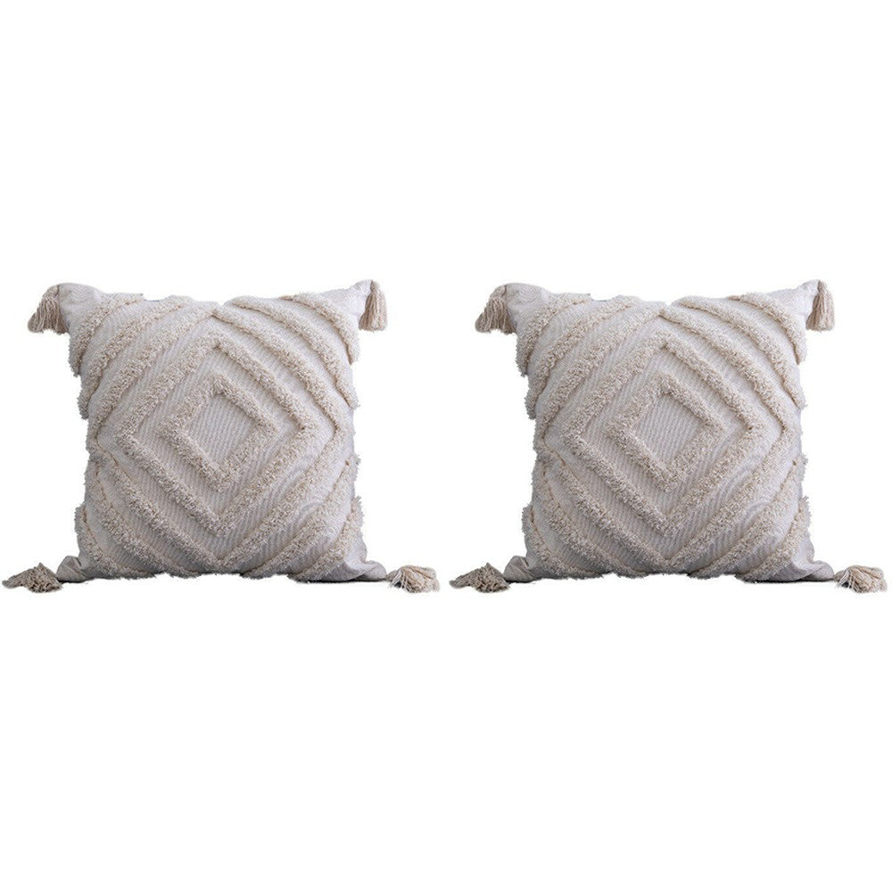 2Pcs 45x45cm Boho Tassels Pillow Cover Throw Cushion Case Sofa Couch Decor