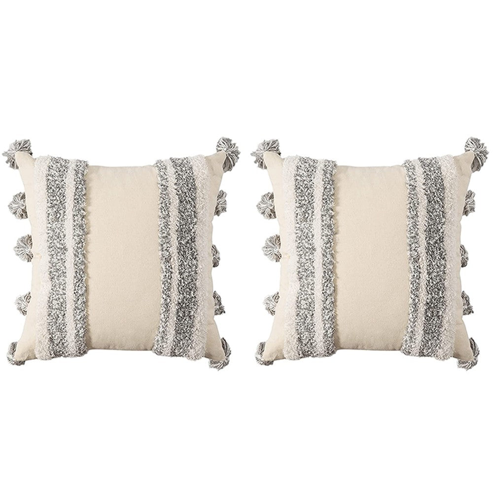 2Pcs 45x45cm Boho Tassels Pillow Cover Throw Cushion Case Sofa Couch Decor