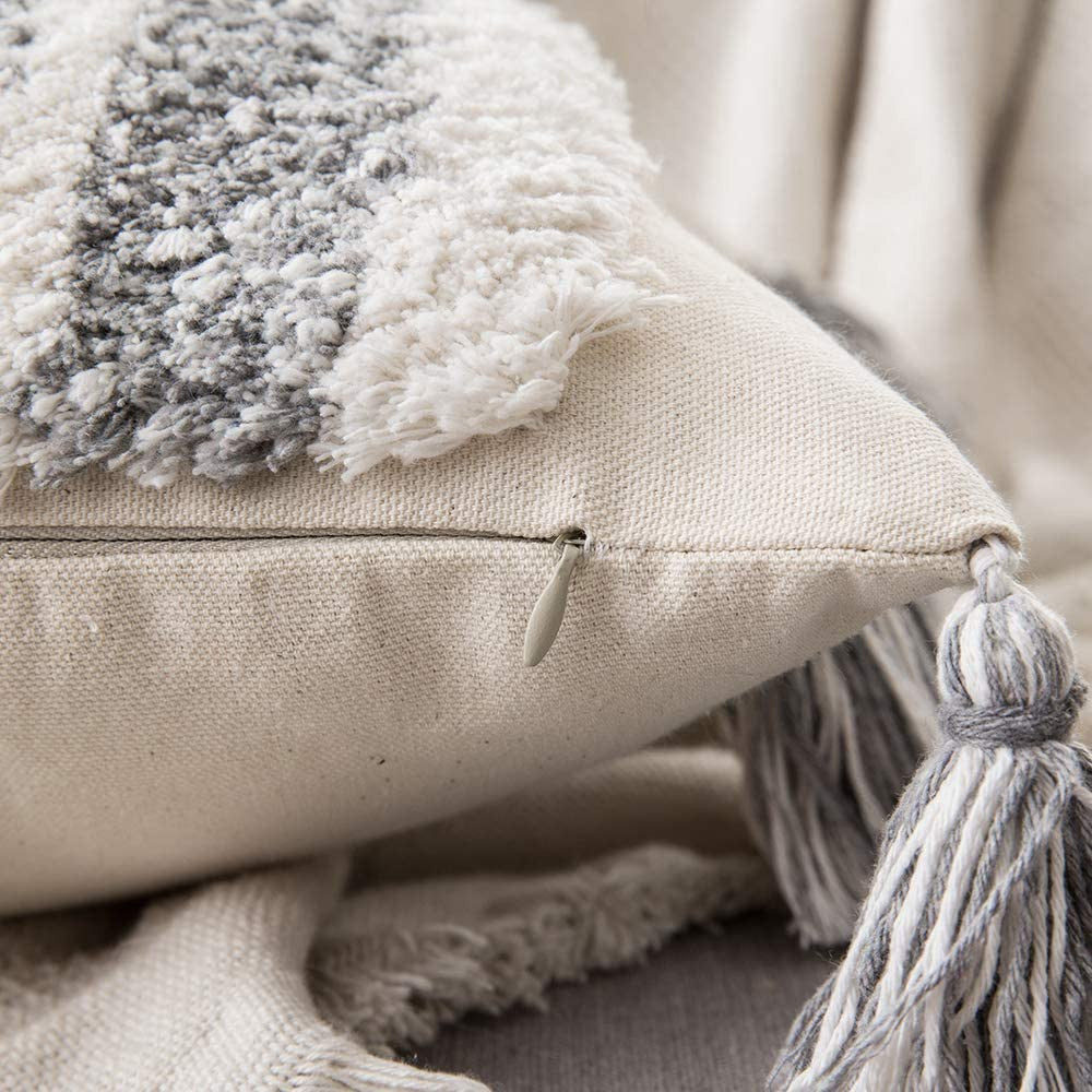 2Pcs 45x45cm Boho Tassels Pillow Cover Throw Cushion Case Sofa Couch Decor