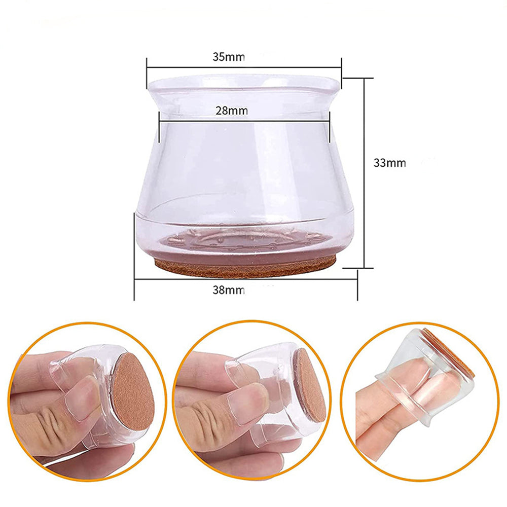 16Pcs Chair Leg Covers Floor Protector with Felt Pad