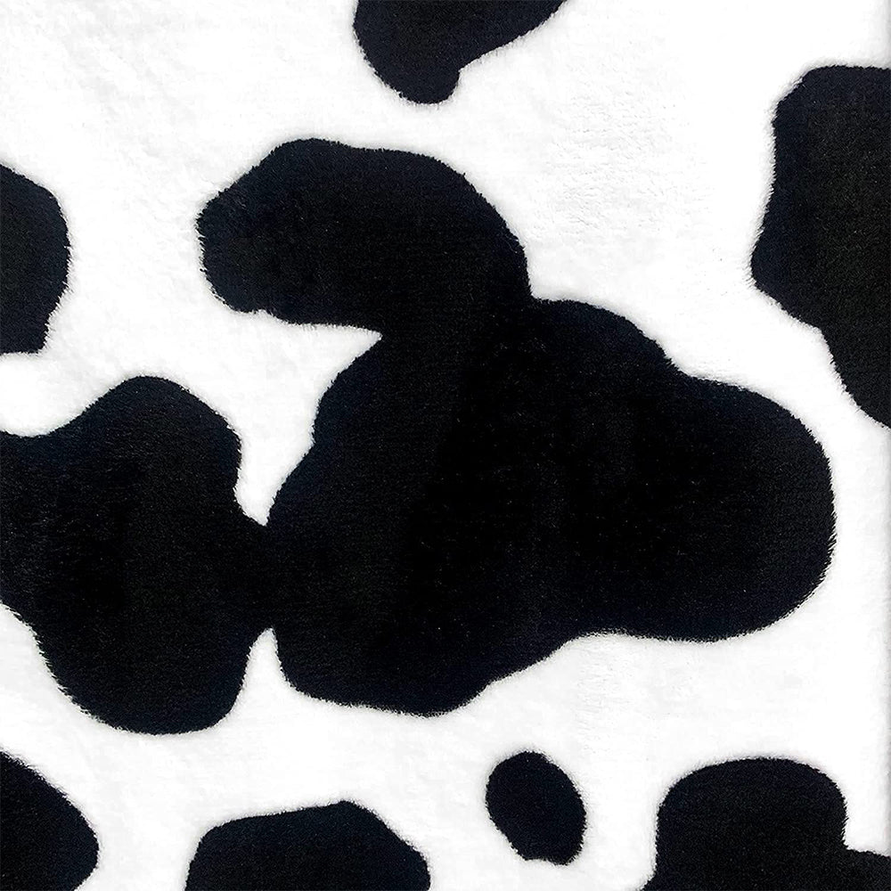130x150cm Cow Print Blanket Bed Faux Fur Throw Blanket Flannel Blanket Black