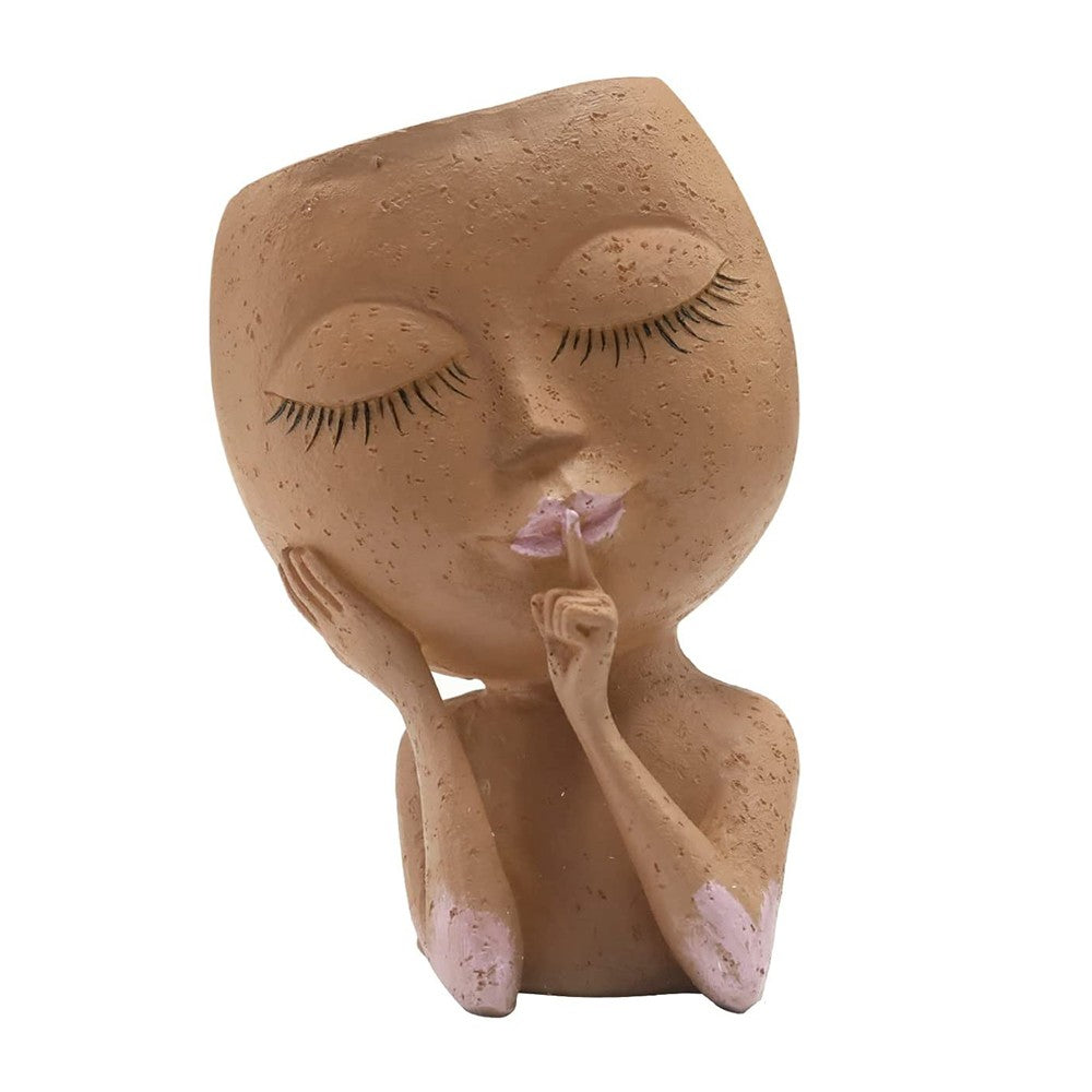 1Pc Unique Planters Pots Resin Flower Pot with Drainage Hole Coffee