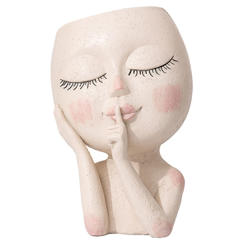 1Pc Unique Planters Pots Resin Flower Pot with Drainage Hole White