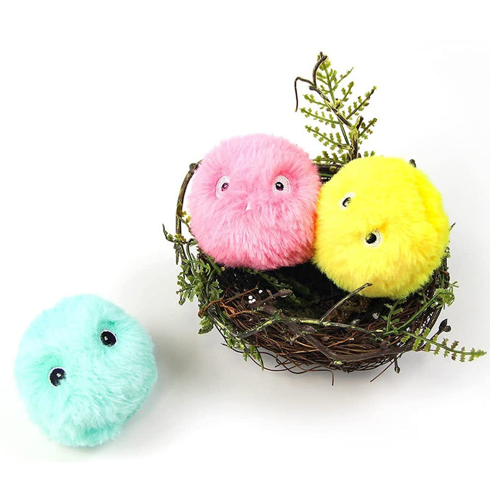 6Pcs Fluffy Plush Cat Ball Toys Interactive Chirping Balls Cat Training Toy
