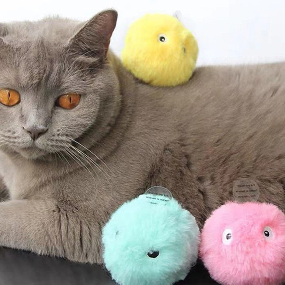6Pcs Fluffy Plush Cat Ball Toys Interactive Chirping Balls Cat Training Toy