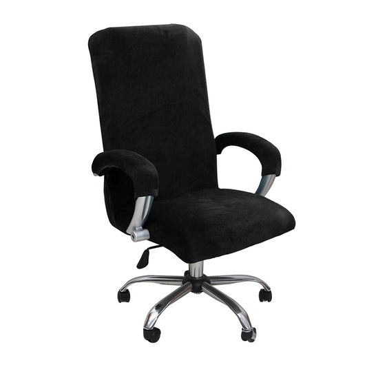 Office Chair Cover Velvet Chair Seat Protector with Armrest Covers Black XL