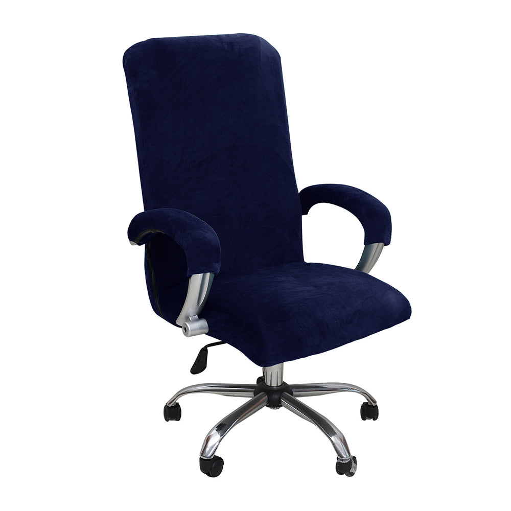 Office Chair Cover Velvet Chair Seat Protector with Armrest Covers Navy L