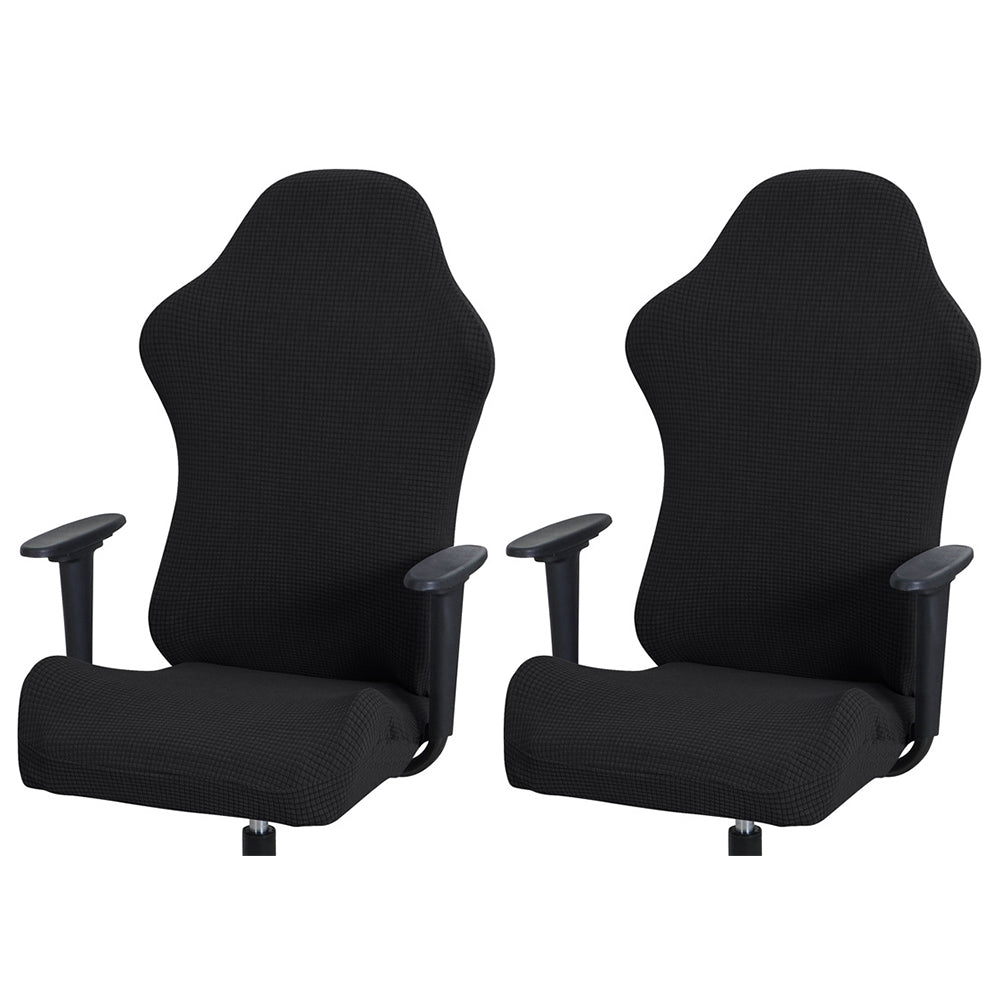 2X Elastic Gaming Chair Slipcover Stretch Office Chair Seat Chair Cover Black