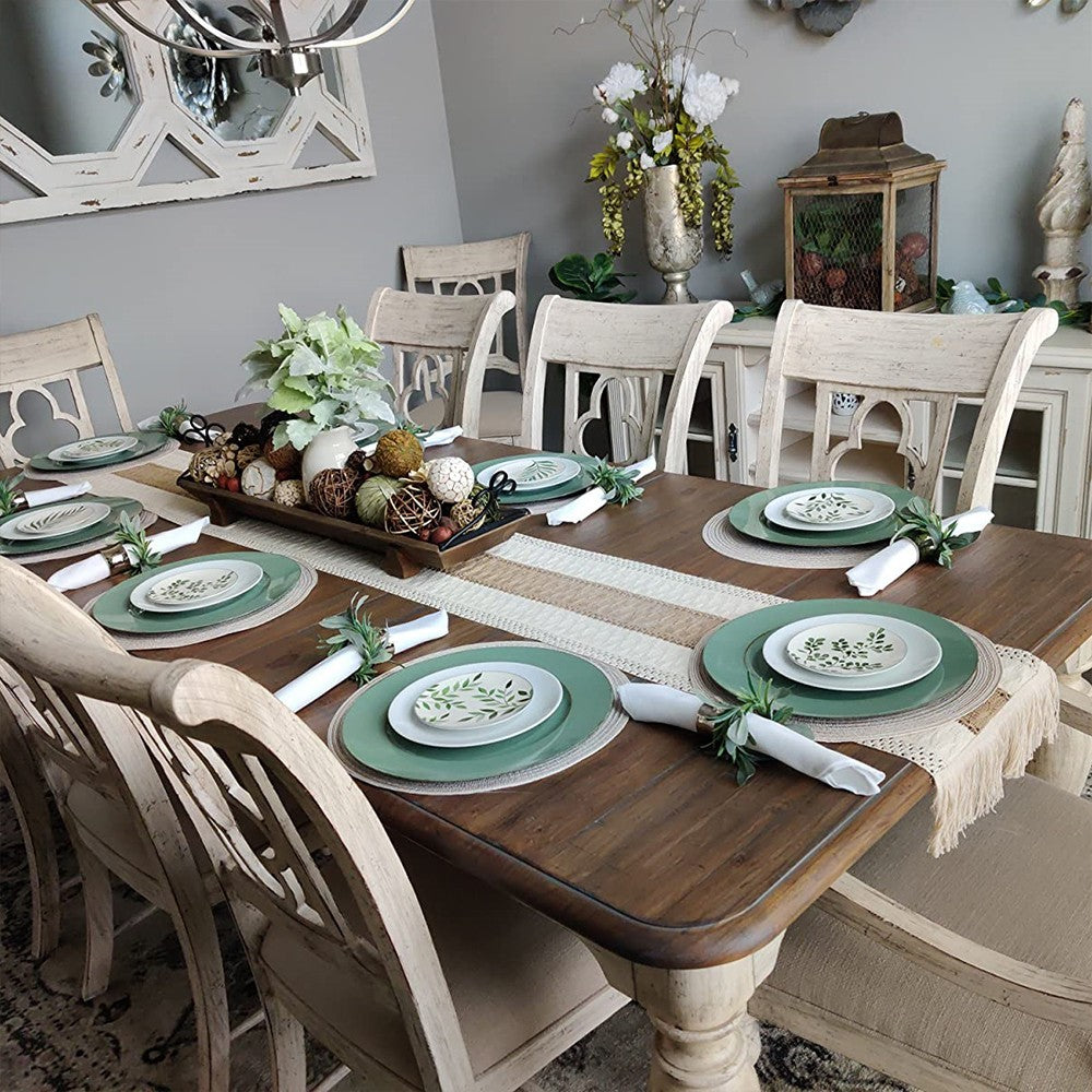 120x30cm Macrame Table Runners Burlap Cotton Table Flag with Tassels Style 1