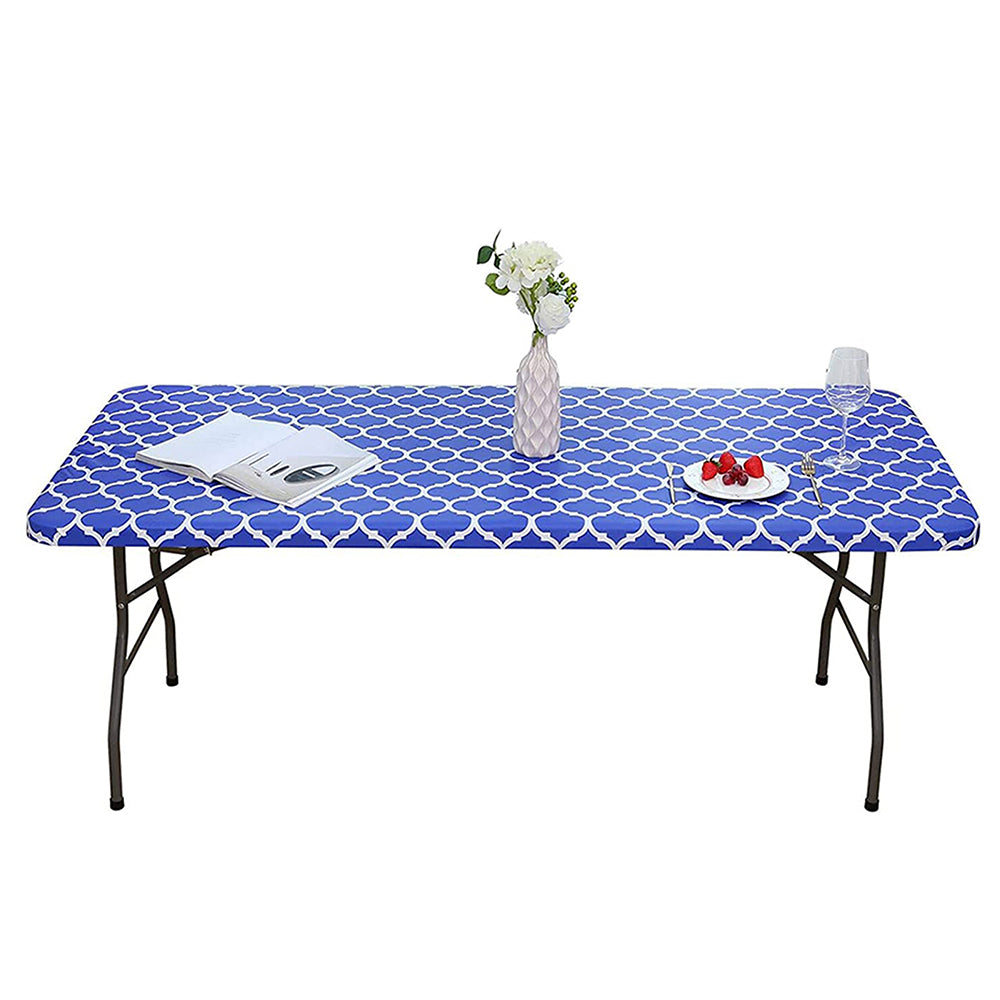 Water Resistant Moroccan Rectangular Fitted Table Cover 4FT Blue