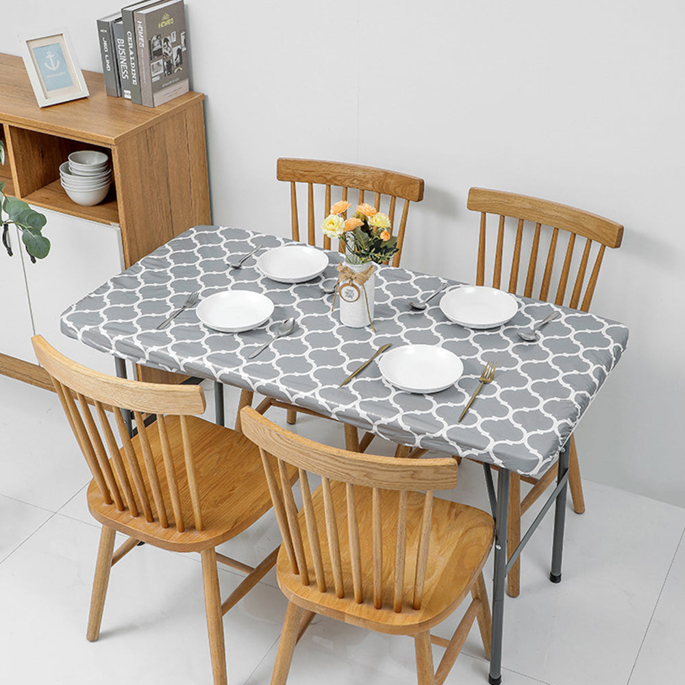 Water Resistant Moroccan Rectangular Fitted Table Cover 6FT Grey