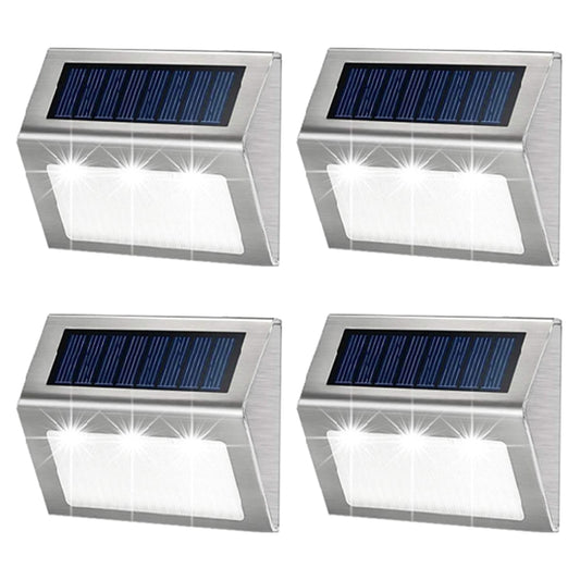 4 Pack Water Resistant LED Solar Pwered Fence Light Garden Wall Lamp White