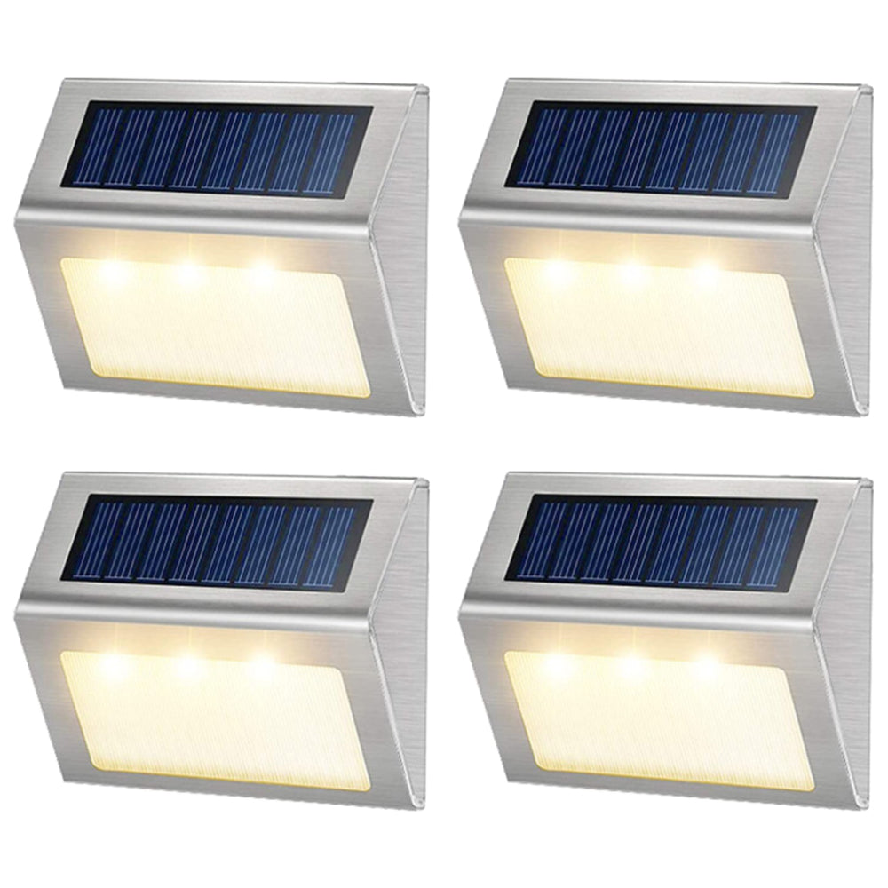 4 Pack Water Resistant LED Solar Pwered Fence Light Garden Wall Lamp Warm White