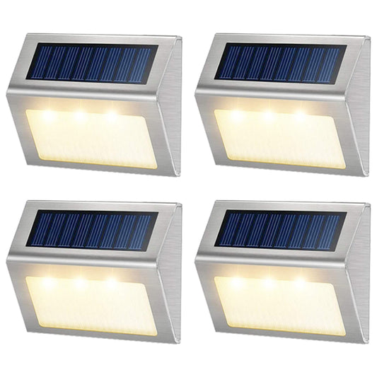 4 Pack Water Resistant LED Solar Pwered Fence Light Garden Wall Lamp Warm White