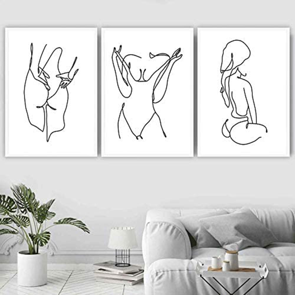 3Pcs 40x60cm Line Art Prints Abstract Figure Printing Canvas Wall Art Home Decor