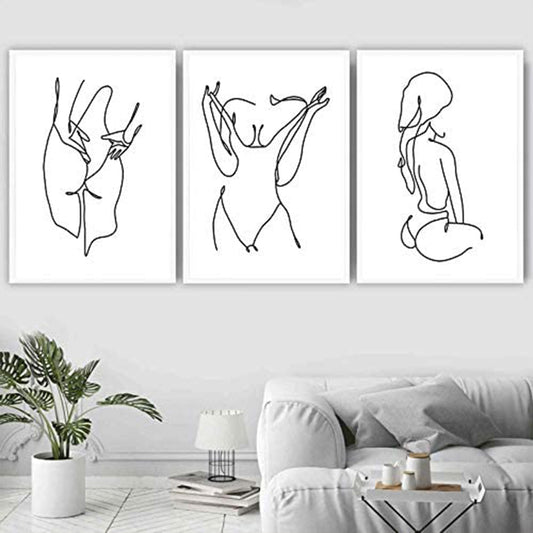 3Pcs 40x60cm Line Art Prints Abstract Figure Printing Canvas Wall Art Home Decor