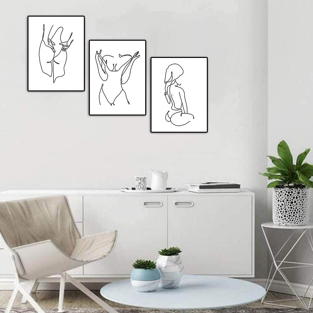 3Pcs 40x50cm Line Art Prints Abstract Figure Printing Canvas Wall Art Home Decor