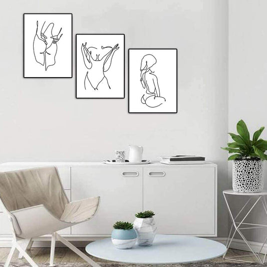 3Pcs 40x50cm Line Art Prints Abstract Figure Printing Canvas Wall Art Home Decor
