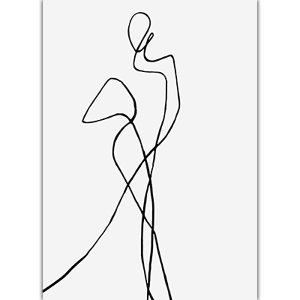 4Pcs 30x40cm Line Art Prints Abstract Figure Printing Canvas Wall Art Home Decor