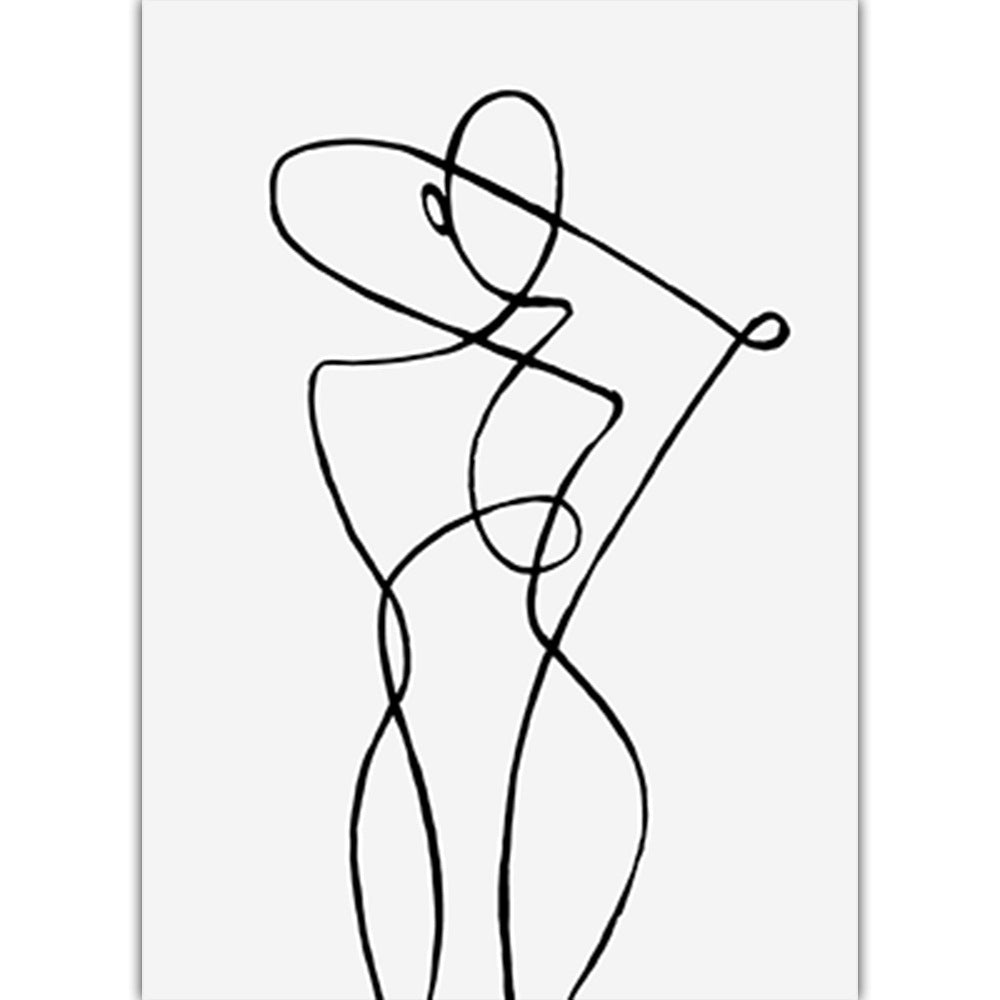 4Pcs 40x60cm Line Art Prints Abstract Figure Printing Canvas Wall Art Home Decor