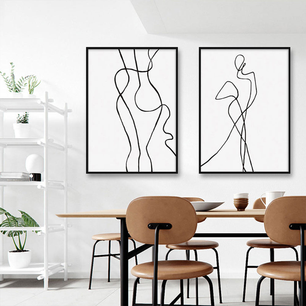 4Pcs 40x60cm Line Art Prints Abstract Figure Printing Canvas Wall Art Home Decor