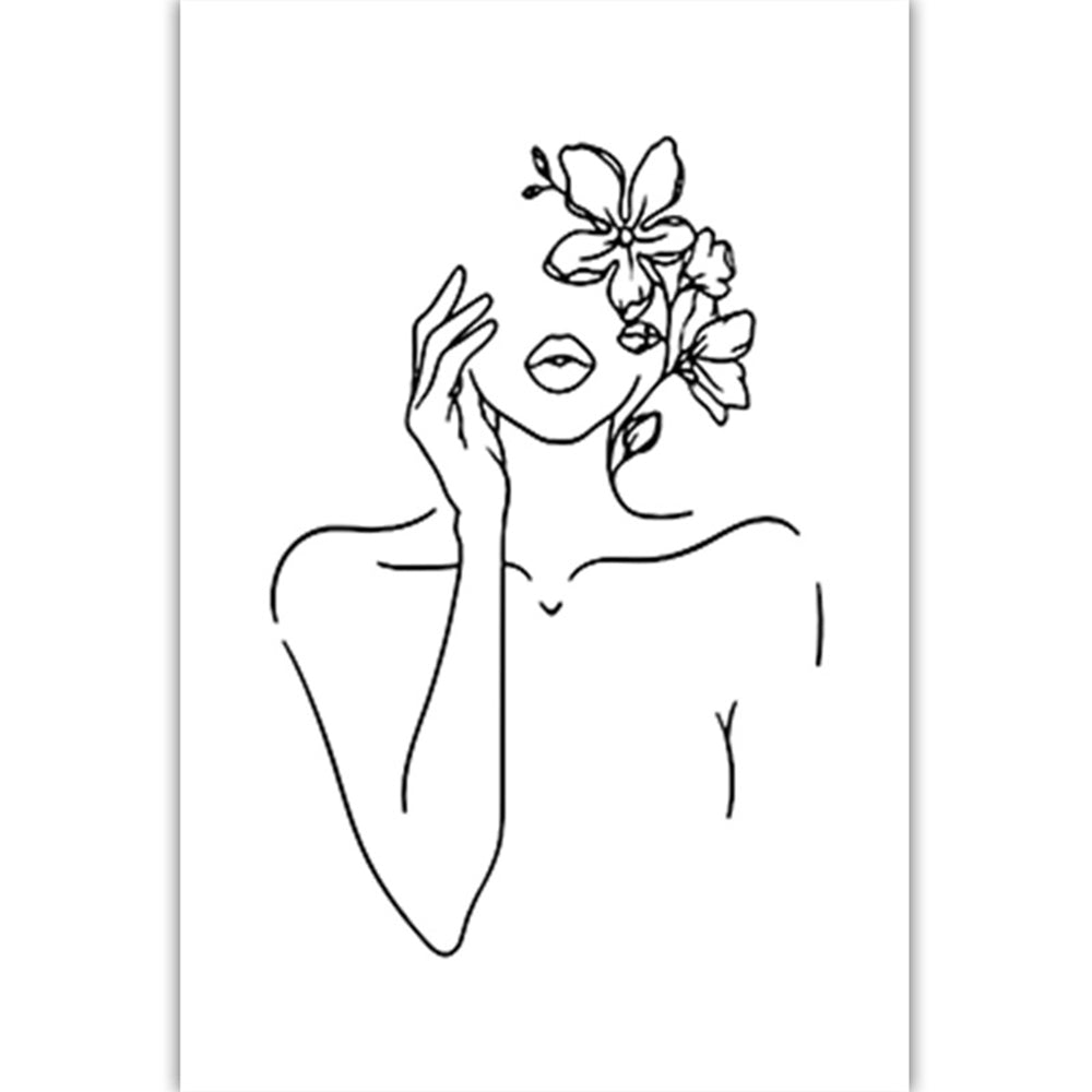 4Pcs 20x25cm Line Art Prints Abstract Women Printing Canvas Wall Art Home Decor