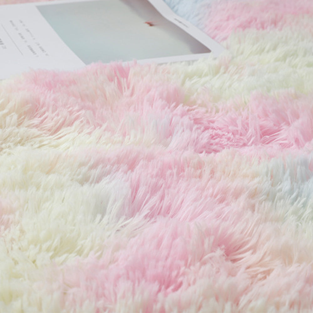 100cm Dyed Shaggy Plush Round Rug Fluffy Carpet