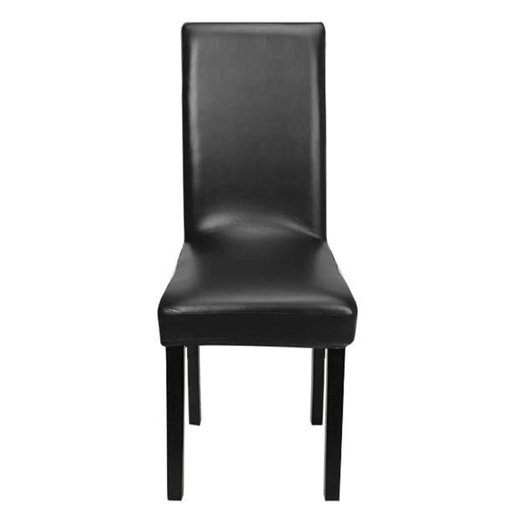 2X Waterproof PU Leather Dining Chair Cover Black