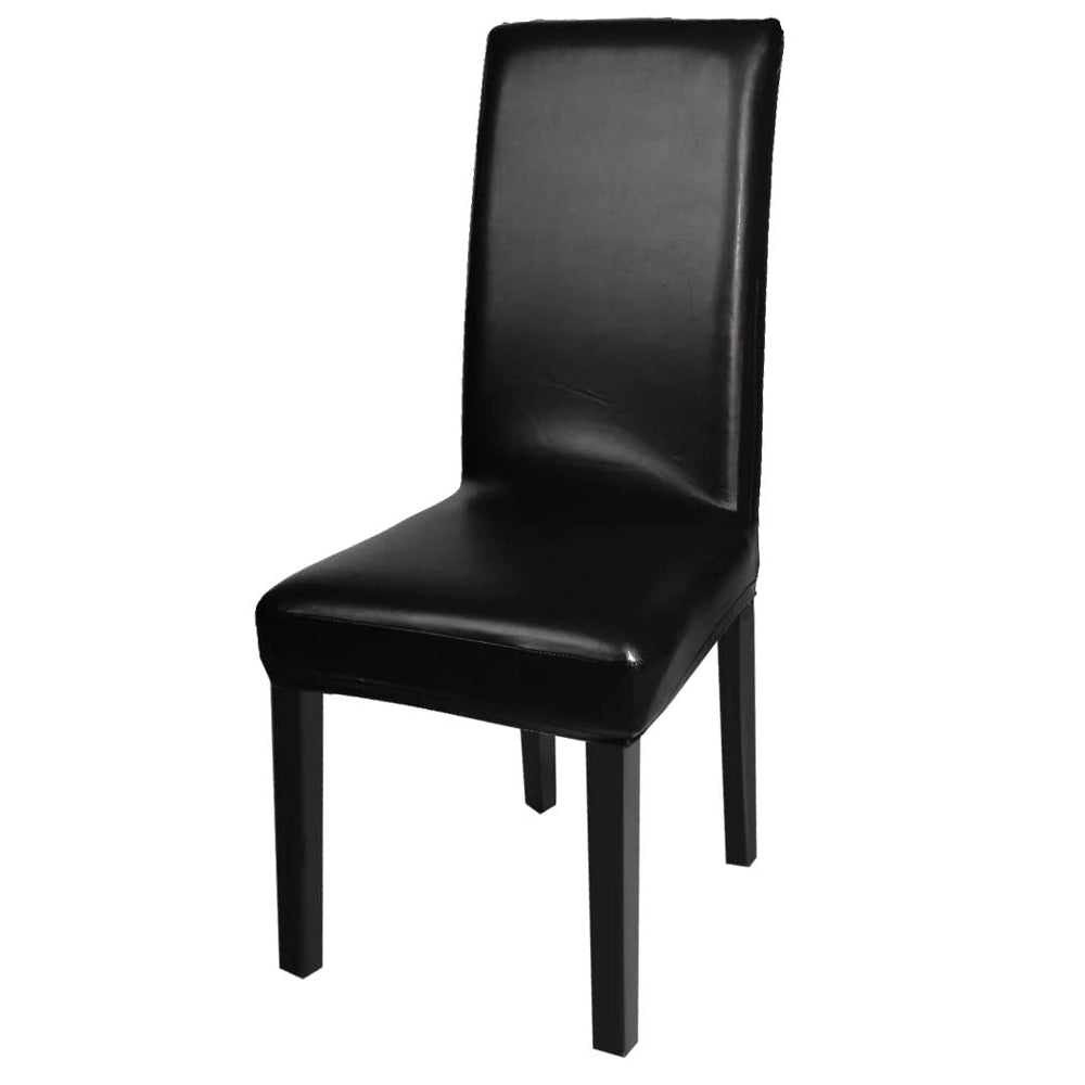 2X Waterproof PU Leather Dining Chair Cover Black