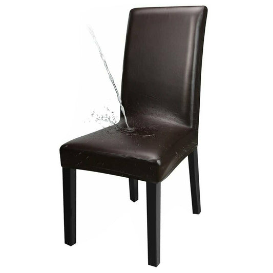 2X Waterproof PU Leather Dining Chair Cover Brown