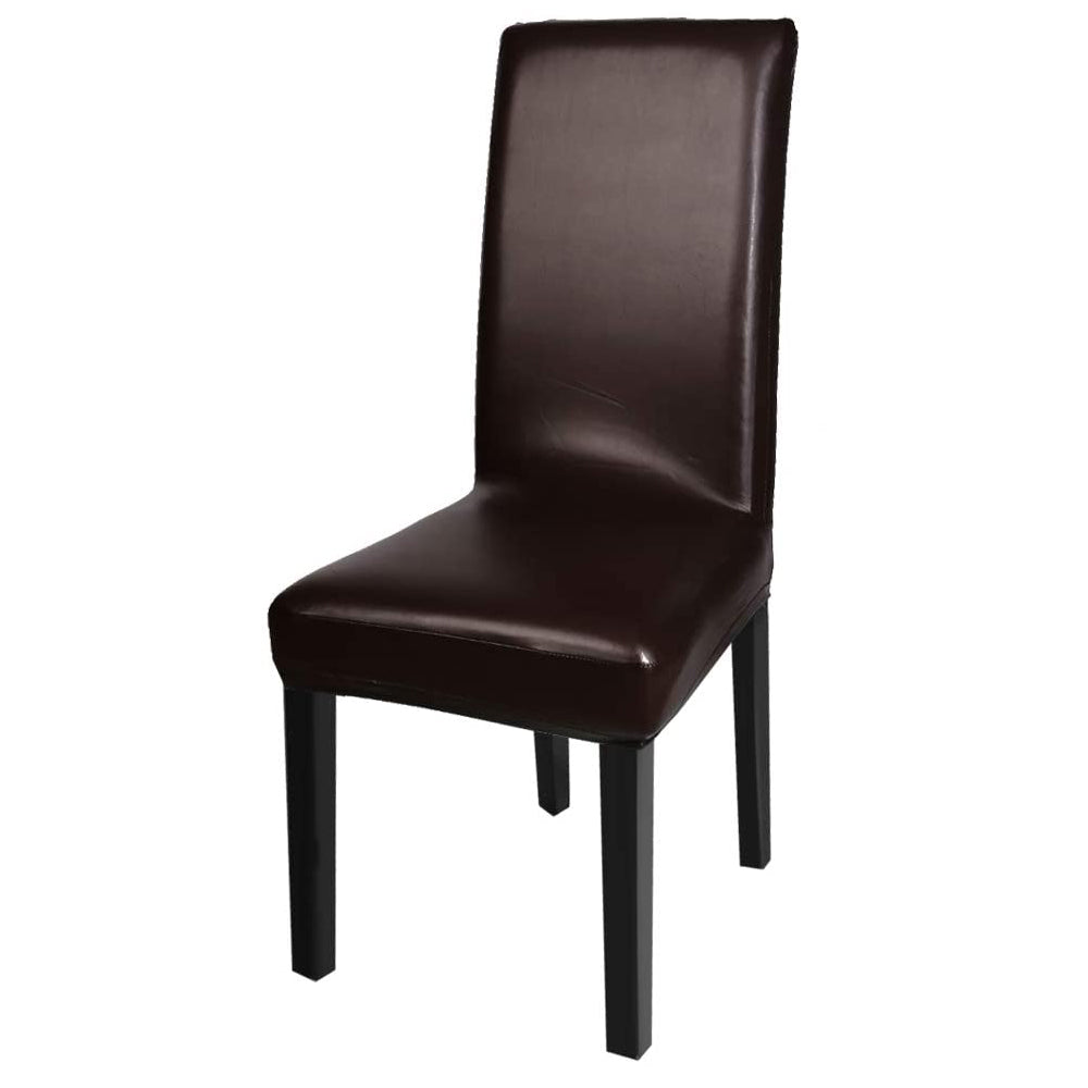 2X Waterproof PU Leather Dining Chair Cover Brown