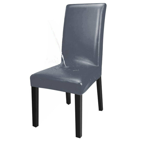2X Waterproof PU Leather Dining Chair Cover Grey