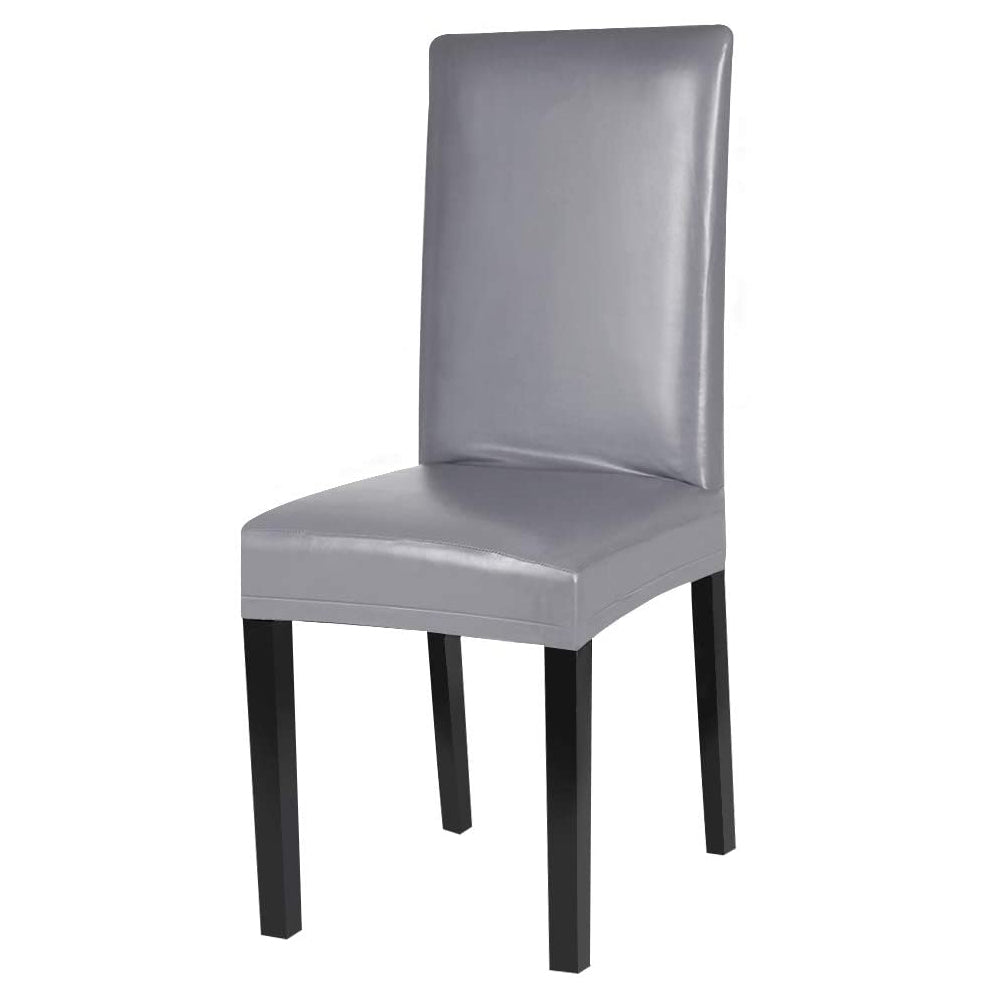 2X Waterproof PU Leather Dining Chair Cover Grey