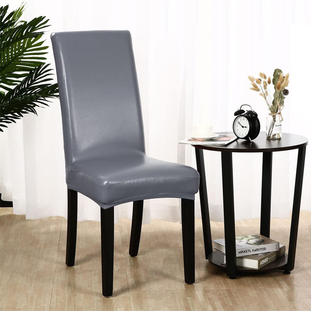2X Waterproof PU Leather Dining Chair Cover Grey