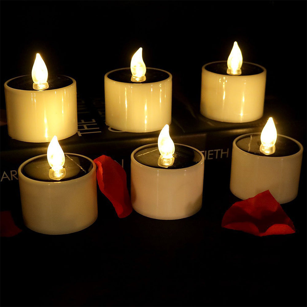 6PCS Solar Powered LED Flickering Flameless Candle Light