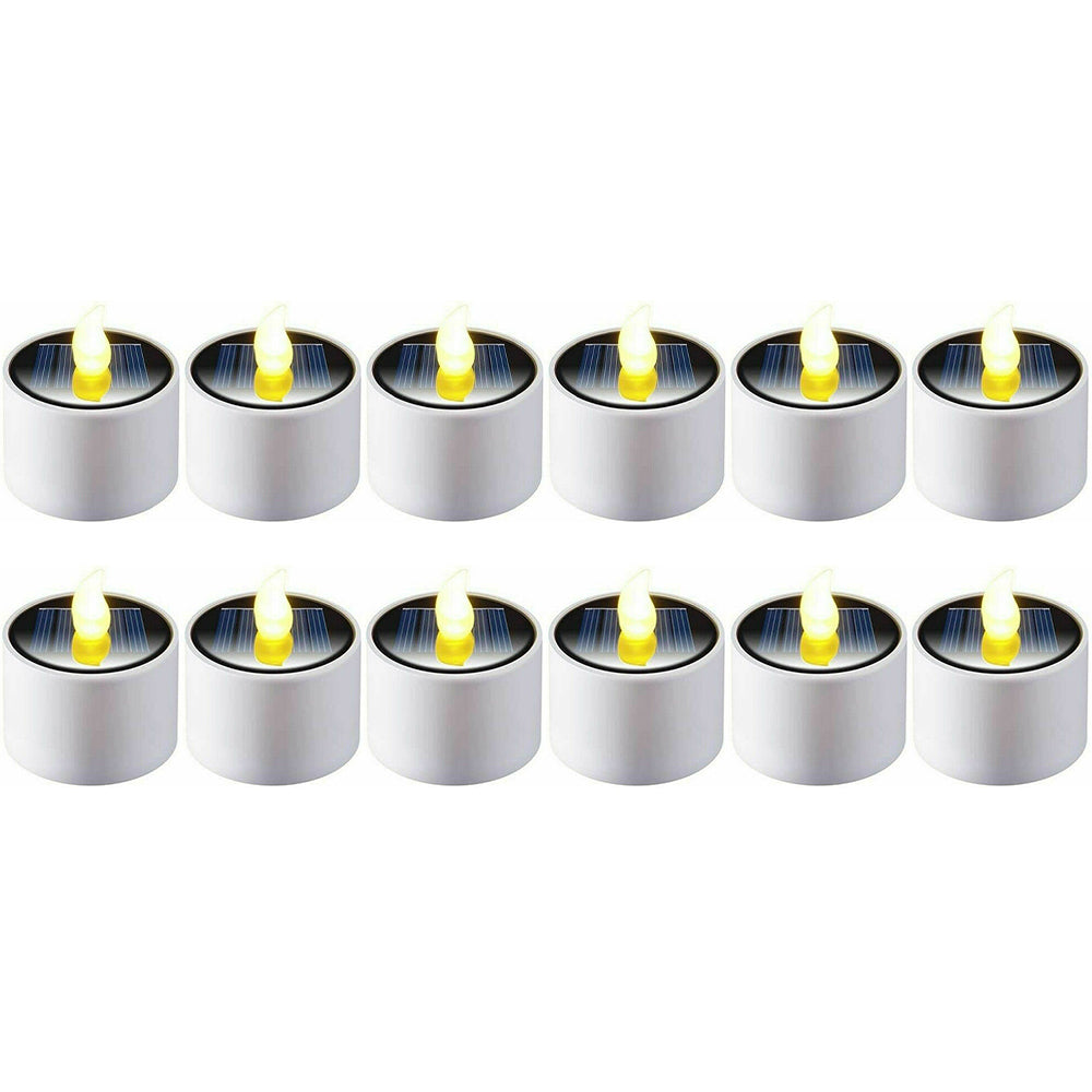 12PCS Solar Powered LED Flickering Flameless Candle Light