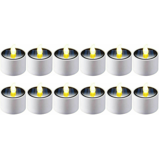 12PCS Solar Powered LED Flickering Flameless Candle Light