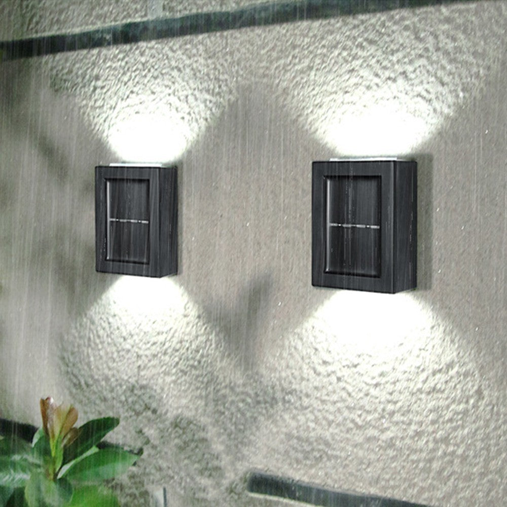 2Pcs Wall Mounted Solar Light Outdoor Garden Lamp White Lights