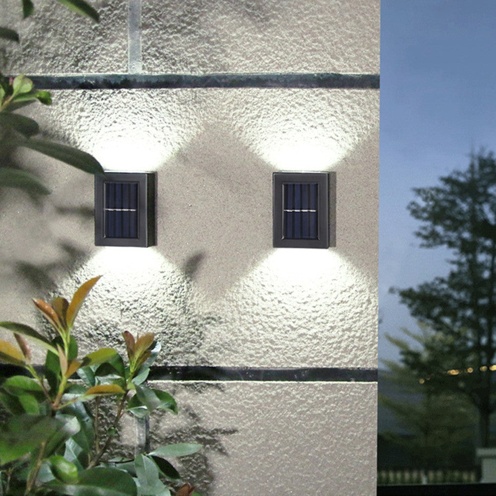 2Pcs Wall Mounted Solar Light Outdoor Garden Lamp White Lights