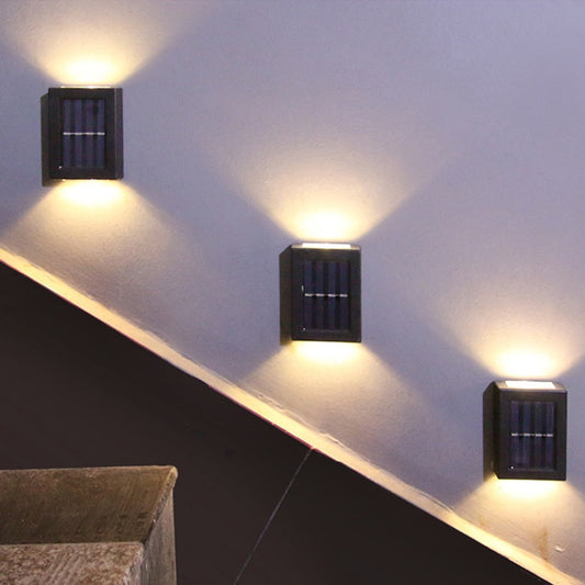 2Pcs Wall Mounted Solar Light Outdoor Garden Lamp Warm Lights