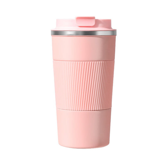 380ml Reusable Vacuum Stainless Steel Insulated Coffee Mug with Seal Lid Pink
