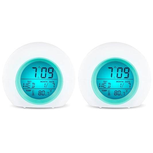 2 X Multi-function LED Digital Alarm Clock with Seven Changing Colours