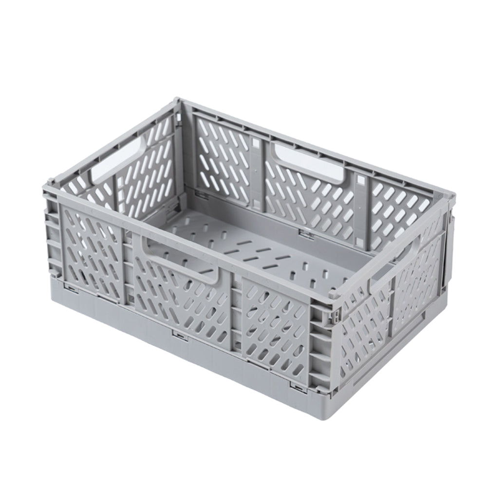 Collapsible Plastic Storage Basket Grey Large